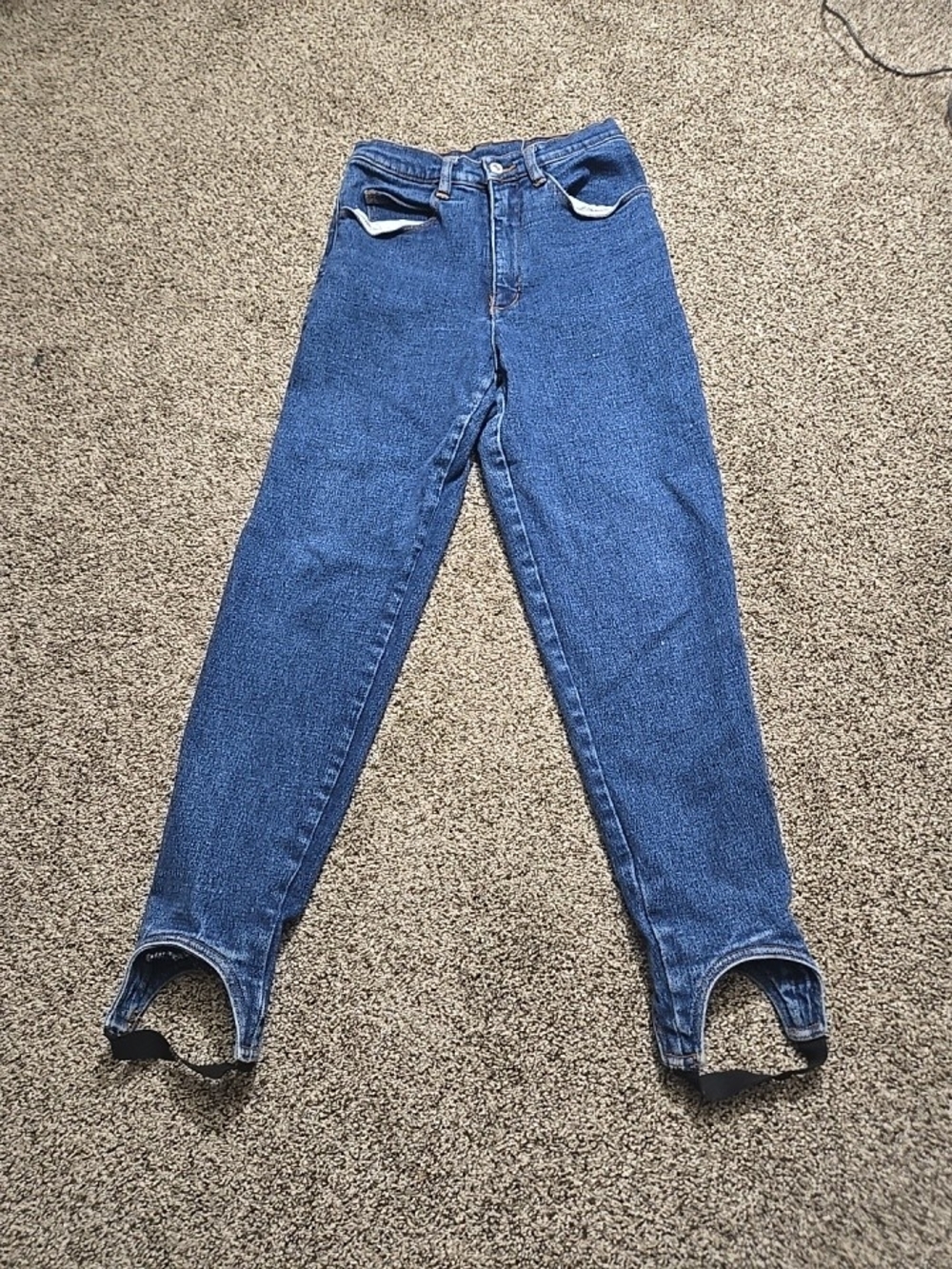 Vintage Jordache 80s stirrup highrise jeans size 6 Blue Stretch Cotton Blend